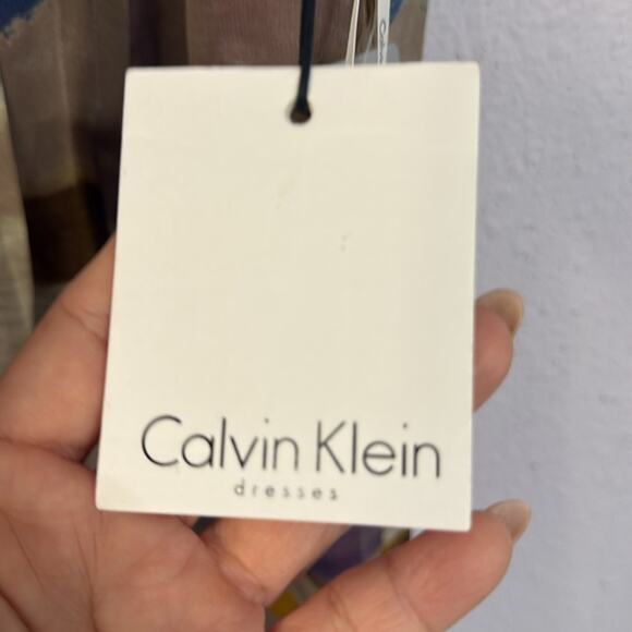 NWT Calvin Klein 100% Silk Chic Abstract Multicolor Dress Size 4 - Picture 8 of 11